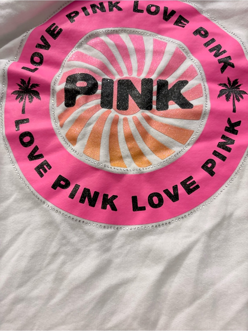 VS Pink Bling Hoodie beach summer Y2K tropical palm trees full zip - Picture 4 of 5